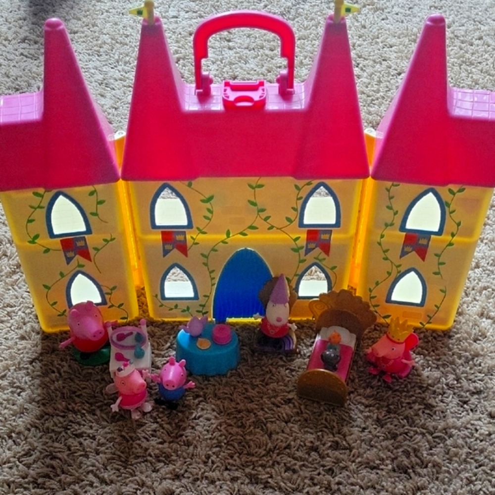Peppa Pig Pink and Yellow Castle Playset with Action Figures